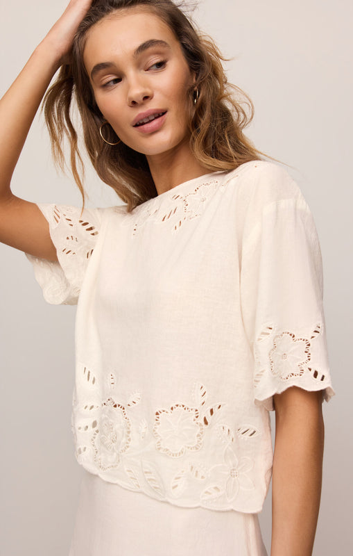 Daya Embroidered Top-Short Sleeves-Vixen Collection, Day Spa and Women's Boutique Located in Seattle, Washington