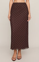 Eda Polka Dot Mesh Midi Skirt-Skirts-Vixen Collection, Day Spa and Women's Boutique Located in Seattle, Washington