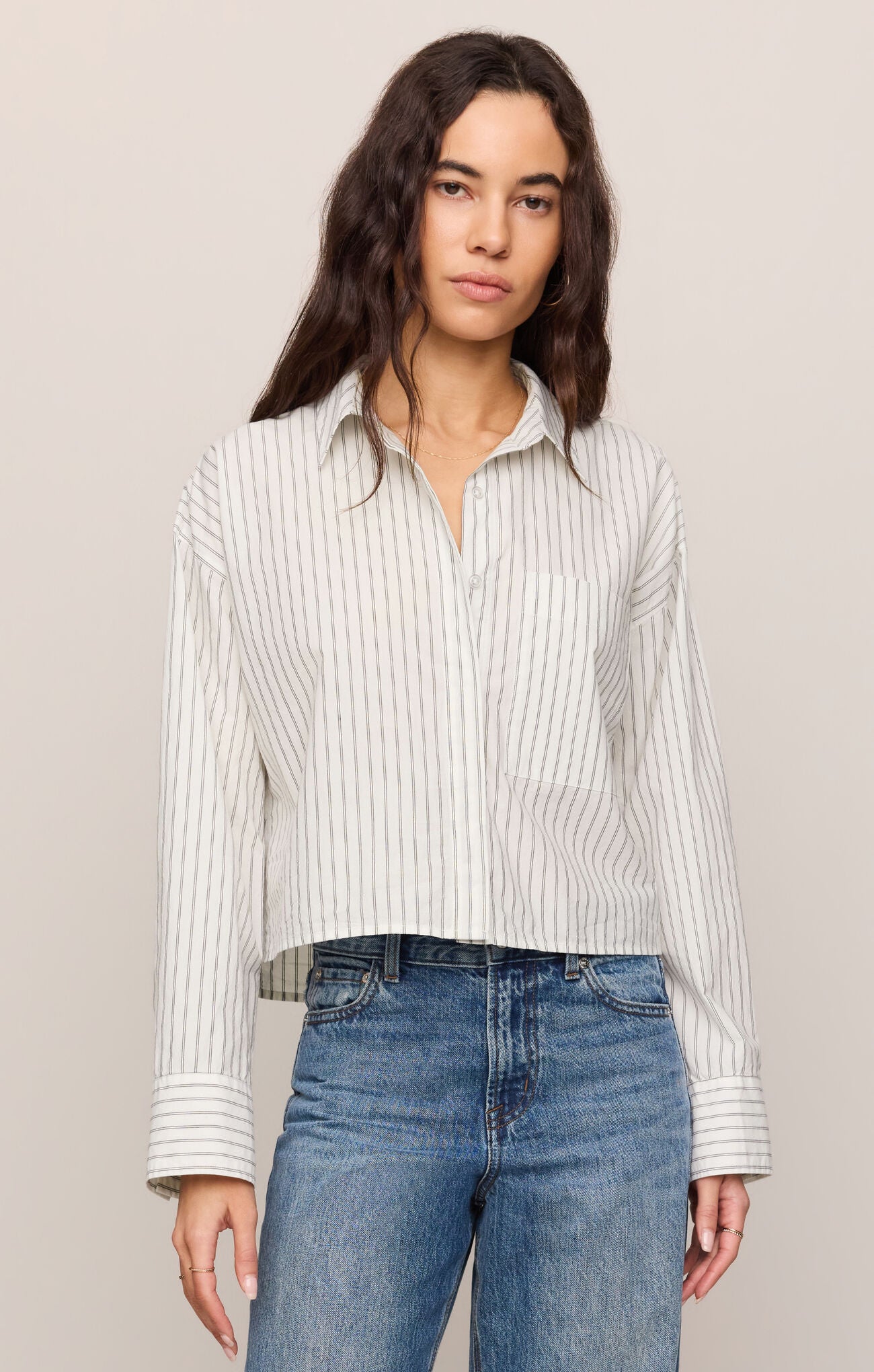 Favorite Striped Button Up Top-Long Sleeves-Vixen Collection, Day Spa and Women's Boutique Located in Seattle, Washington