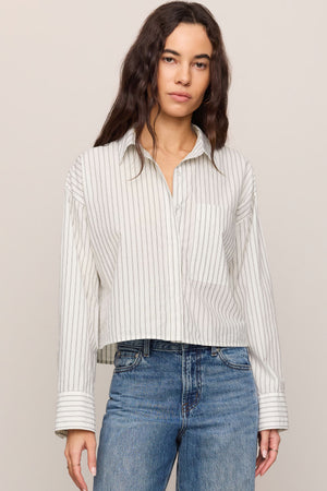 Favorite Striped Button Up Top-Long Sleeves-Vixen Collection, Day Spa and Women's Boutique Located in Seattle, Washington