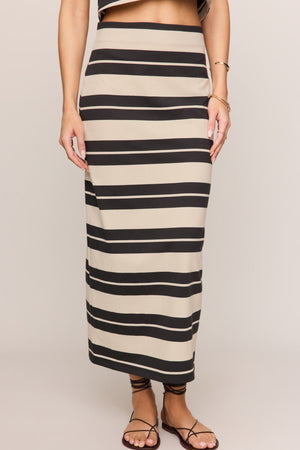 Gail Striped Jersey Midi Skirt-Skirts-Vixen Collection, Day Spa and Women's Boutique Located in Seattle, Washington