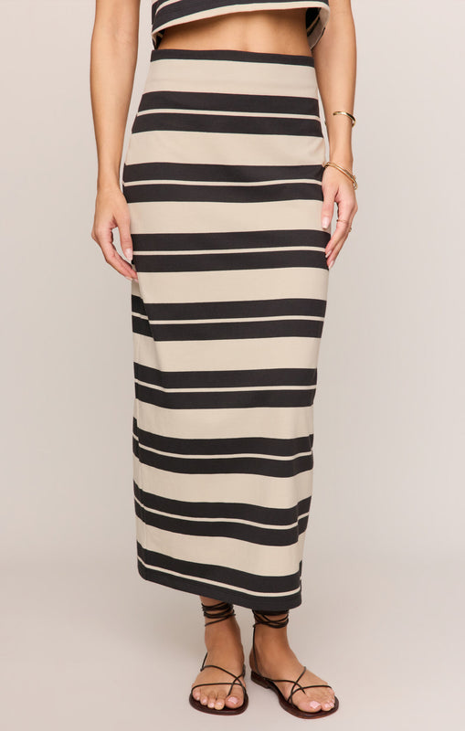 Gail Striped Jersey Midi Skirt-Skirts-Vixen Collection, Day Spa and Women's Boutique Located in Seattle, Washington