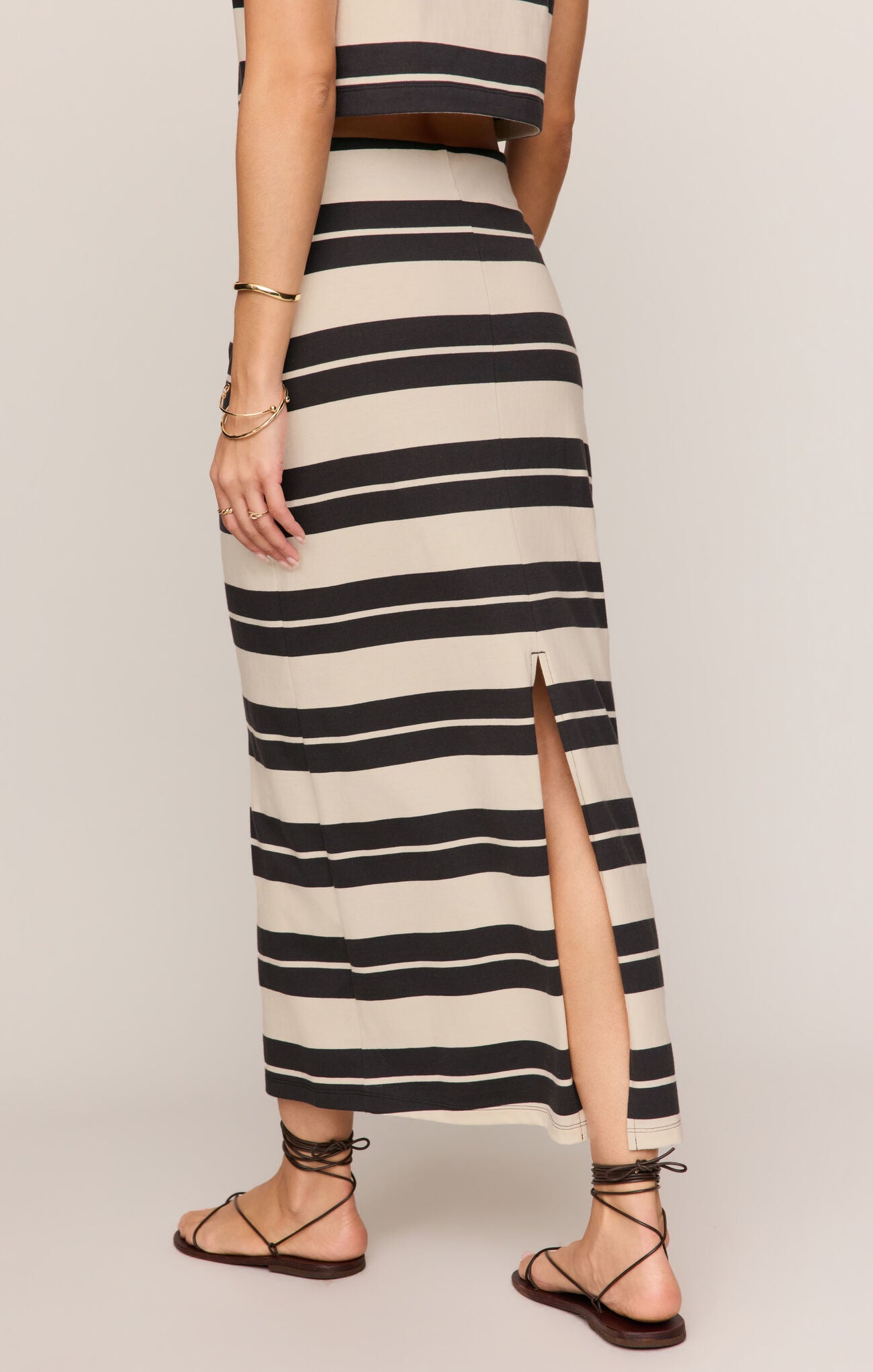 Gail Striped Jersey Midi Skirt-Skirts-Vixen Collection, Day Spa and Women's Boutique Located in Seattle, Washington