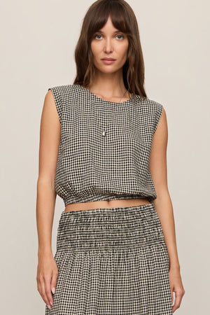 Merit Gingham Top-Tank Tops-Vixen Collection, Day Spa and Women's Boutique Located in Seattle, Washington