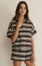 Monaco Stripe Button Up-Tops-Vixen Collection, Day Spa and Women's Boutique Located in Seattle, Washington