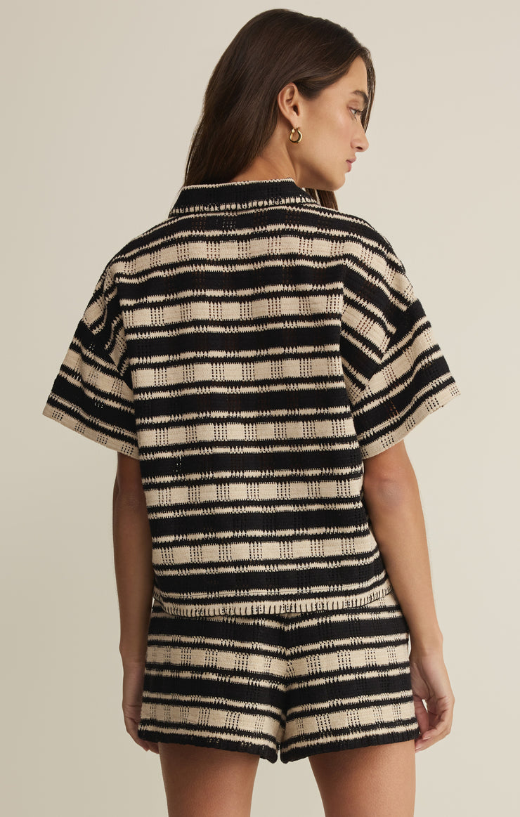 Monaco Stripe Button Up-Tops-Vixen Collection, Day Spa and Women's Boutique Located in Seattle, Washington
