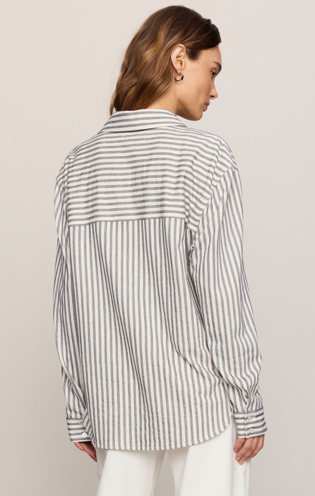 Reese Button Up Stripe Top-Long Sleeves-Vixen Collection, Day Spa and Women's Boutique Located in Seattle, Washington