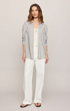 Reese Button Up Stripe Top-Long Sleeves-Vixen Collection, Day Spa and Women's Boutique Located in Seattle, Washington