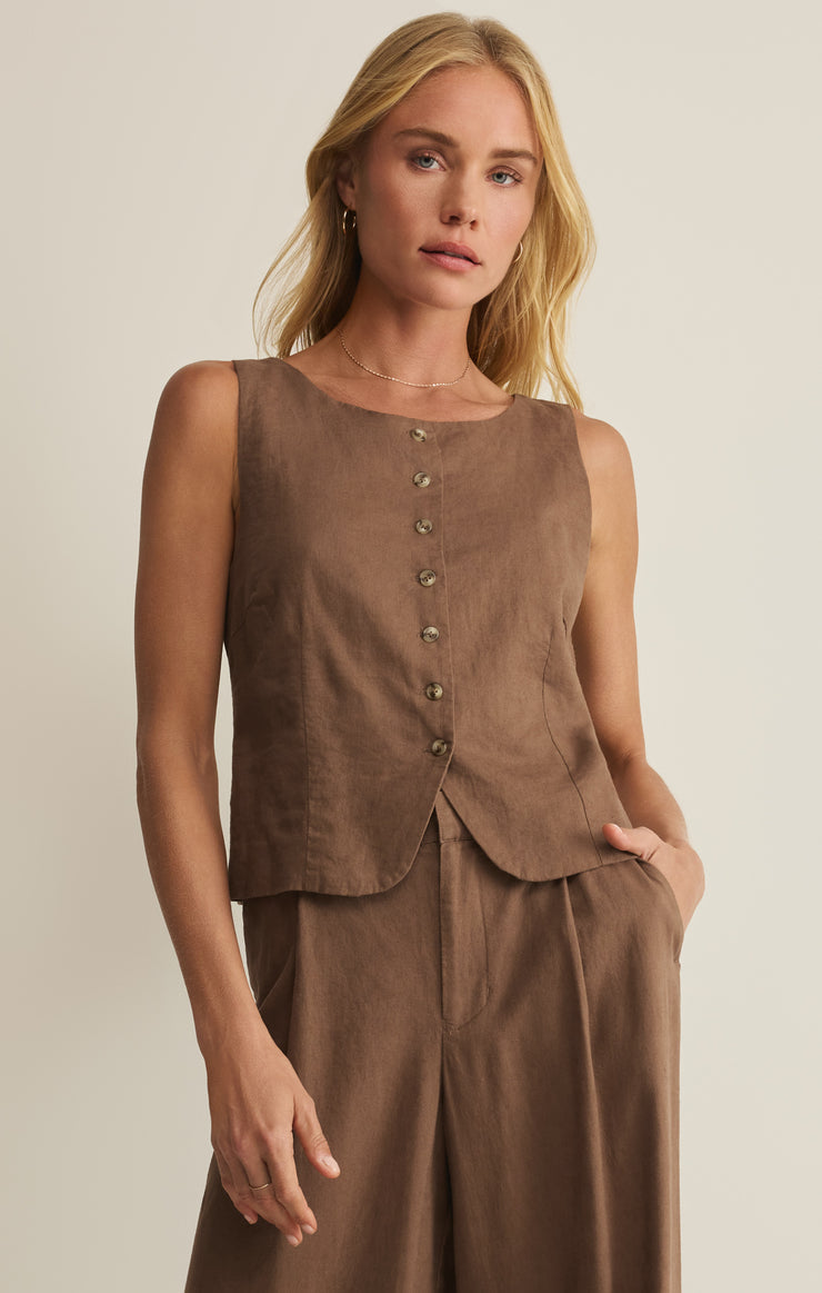 Roman Linen Vest-Tops-Vixen Collection, Day Spa and Women's Boutique Located in Seattle, Washington
