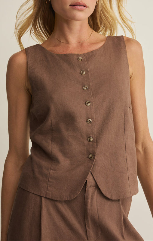 Roman Linen Vest-Tops-Vixen Collection, Day Spa and Women's Boutique Located in Seattle, Washington