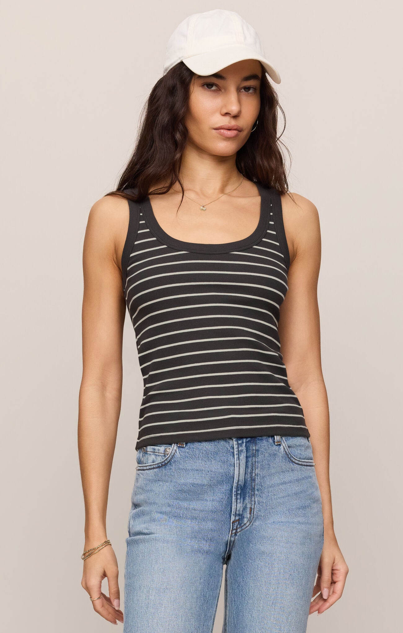 Rowe Striped Scoop Tank-Tank Tops-Vixen Collection, Day Spa and Women's Boutique Located in Seattle, Washington