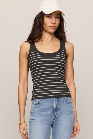 Rowe Striped Scoop Tank-Tank Tops-Vixen Collection, Day Spa and Women's Boutique Located in Seattle, Washington