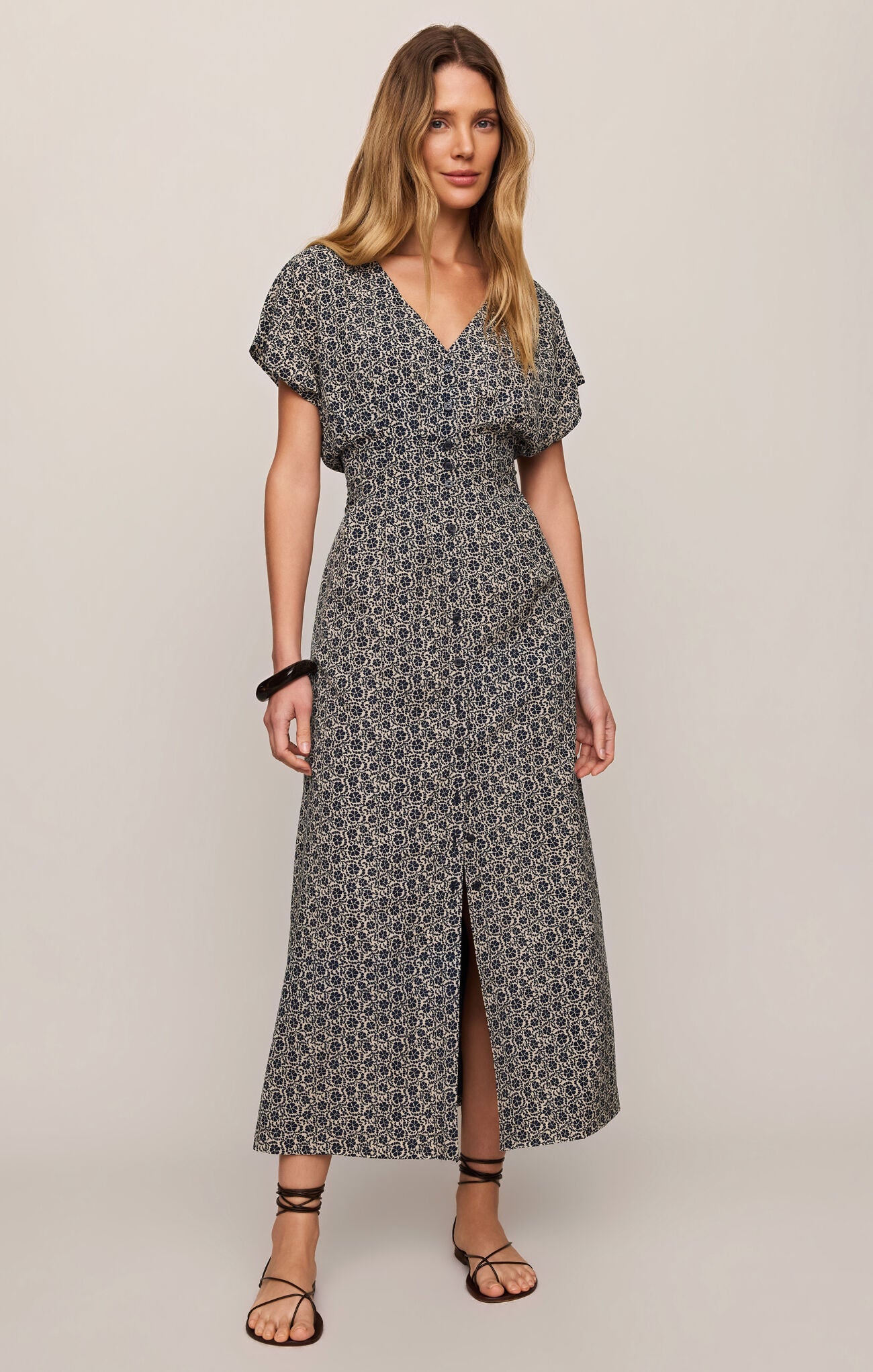 Sanna Iris Floral Midi Dress-Dresses-Vixen Collection, Day Spa and Women's Boutique Located in Seattle, Washington