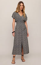 Sanna Iris Floral Midi Dress-Dresses-Vixen Collection, Day Spa and Women's Boutique Located in Seattle, Washington