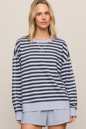 The Everyday Striped Crew-Sweatshirts-Vixen Collection, Day Spa and Women's Boutique Located in Seattle, Washington