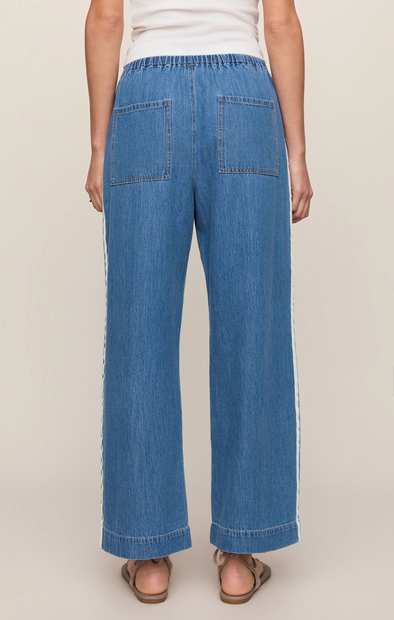 The Sidelines Denim Track Pant-Pants-Vixen Collection, Day Spa and Women's Boutique Located in Seattle, Washington