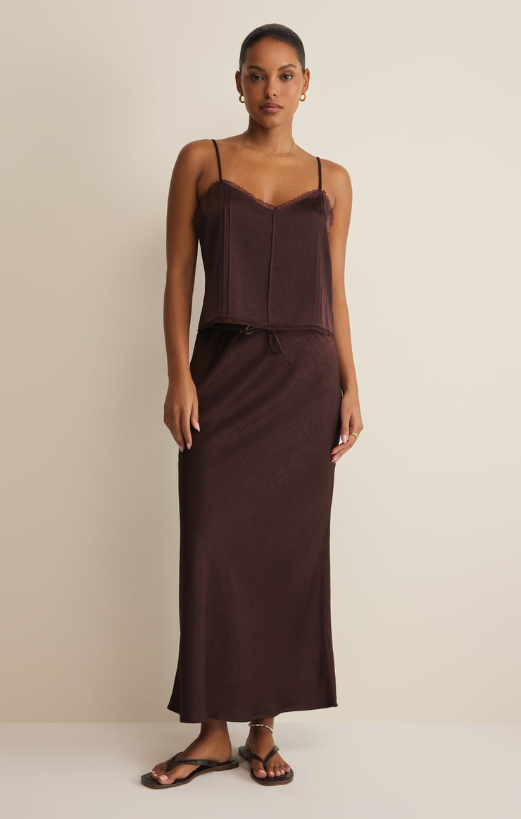 Viva Satin Midi Skirt-Bottoms-Vixen Collection, Day Spa and Women's Boutique Located in Seattle, Washington