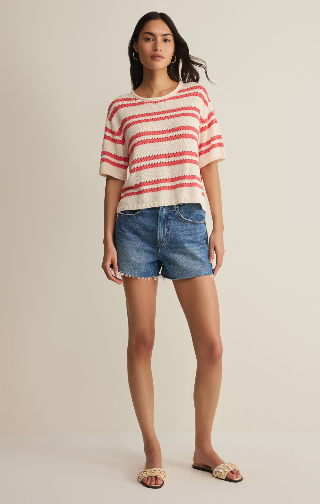 Prado Stripe Sweater Tee-Sweaters-Vixen Collection, Day Spa and Women's Boutique Located in Seattle, Washington