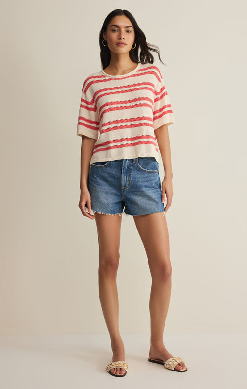 Prado Stripe Sweater Tee-Sweaters-Vixen Collection, Day Spa and Women's Boutique Located in Seattle, Washington