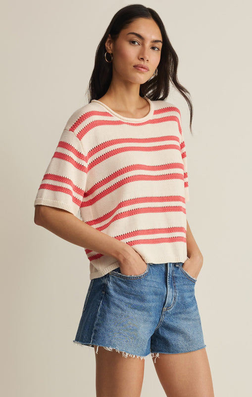Prado Stripe Sweater Tee-Sweaters-Vixen Collection, Day Spa and Women's Boutique Located in Seattle, Washington