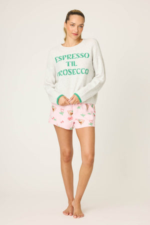 Espresso til Prosecco Flannel Long Sleeve-Loungewear Tops-Vixen Collection, Day Spa and Women's Boutique Located in Seattle, Washington