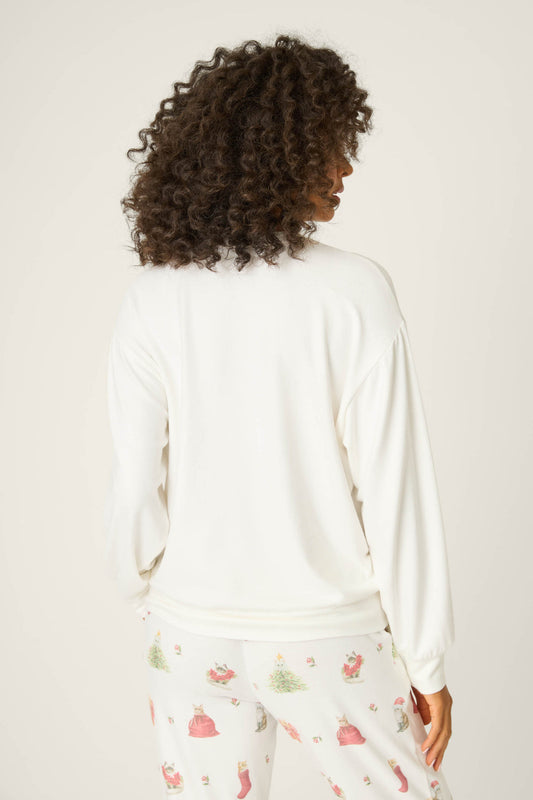 Feline Festive Long Sleeve-Loungewear Tops-Vixen Collection, Day Spa and Women's Boutique Located in Seattle, Washington