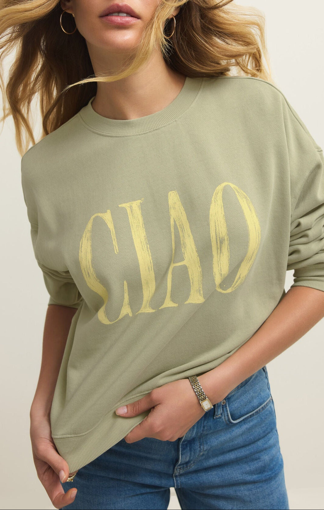 Ciao First Date Sweatshirt-Sweatshirts-Vixen Collection, Day Spa and Women's Boutique Located in Seattle, Washington