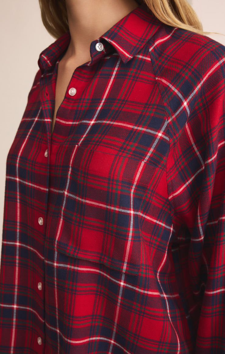 River Plaid Button Up-Long Sleeves-Vixen Collection, Day Spa and Women's Boutique Located in Seattle, Washington