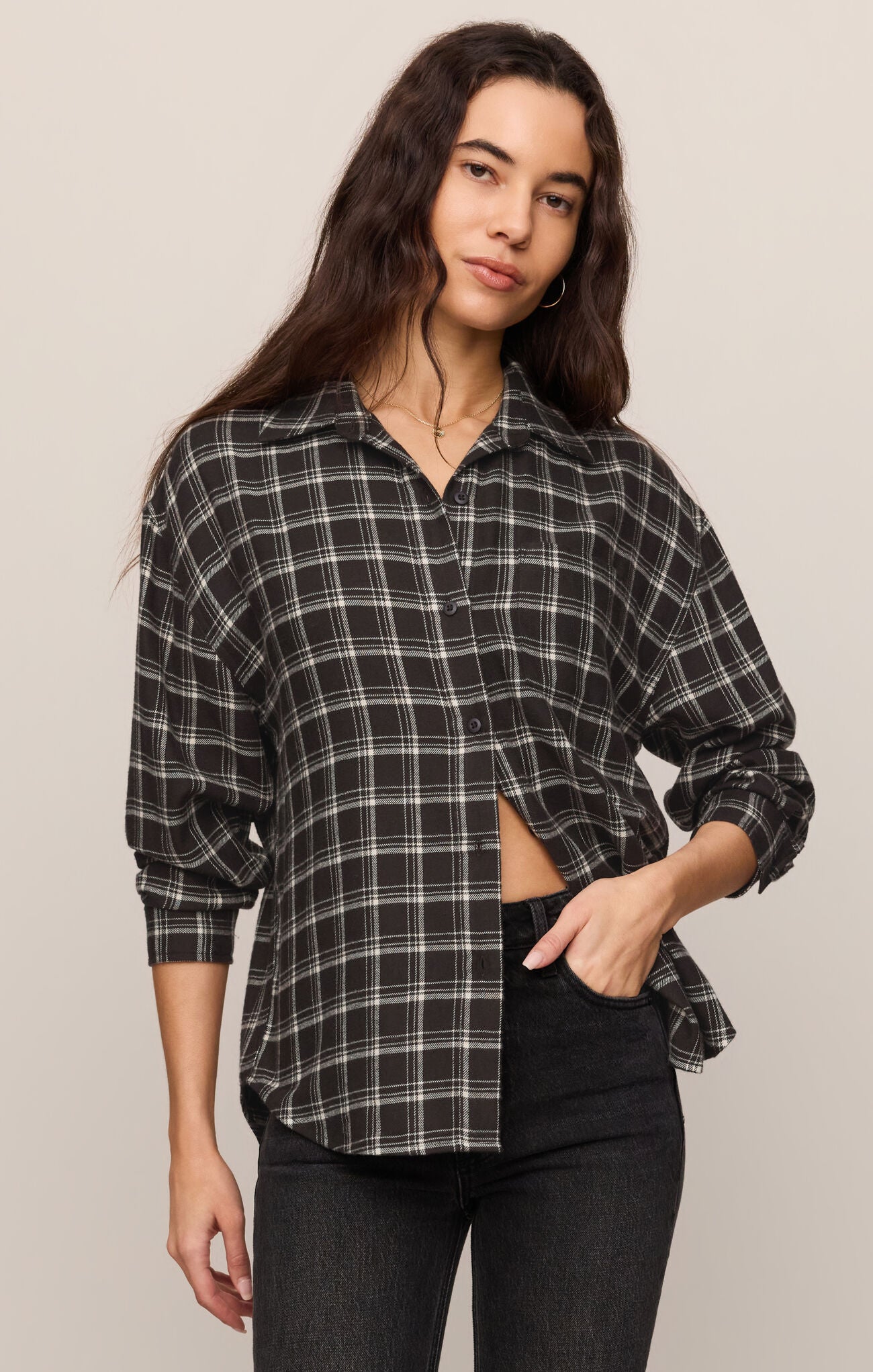 River Plaid Button Up-Long Sleeves-Vixen Collection, Day Spa and Women's Boutique Located in Seattle, Washington