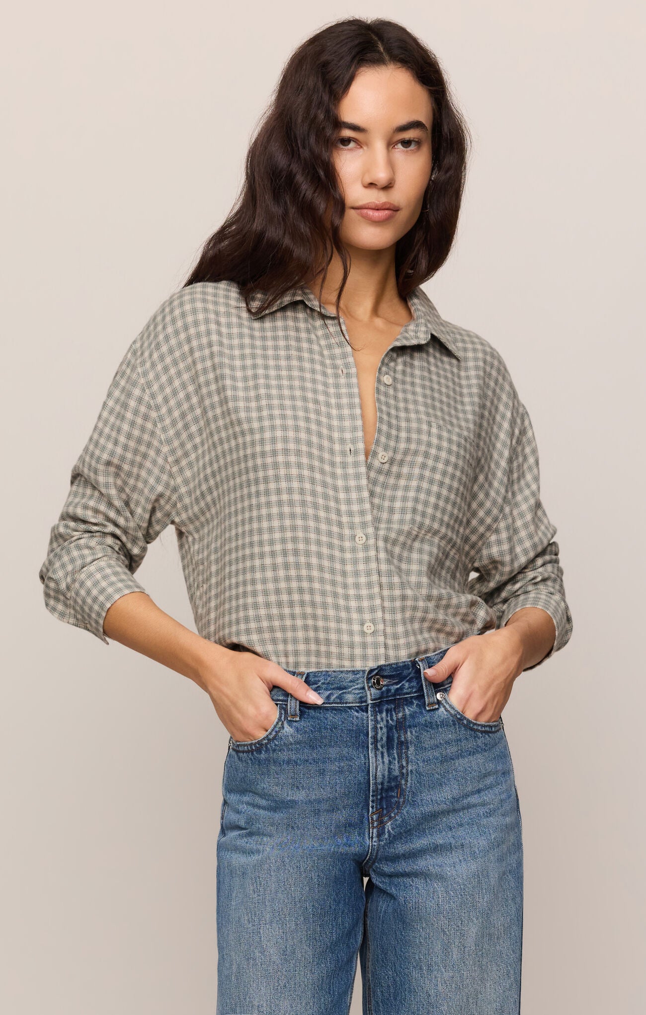 River Plaid Button Up-Long Sleeves-Vixen Collection, Day Spa and Women's Boutique Located in Seattle, Washington