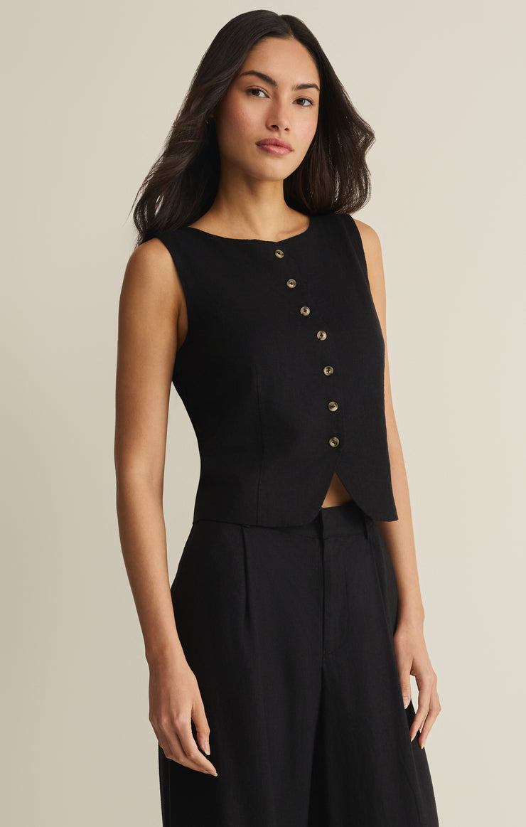 Roman Linen Vest-Tops-Vixen Collection, Day Spa and Women's Boutique Located in Seattle, Washington