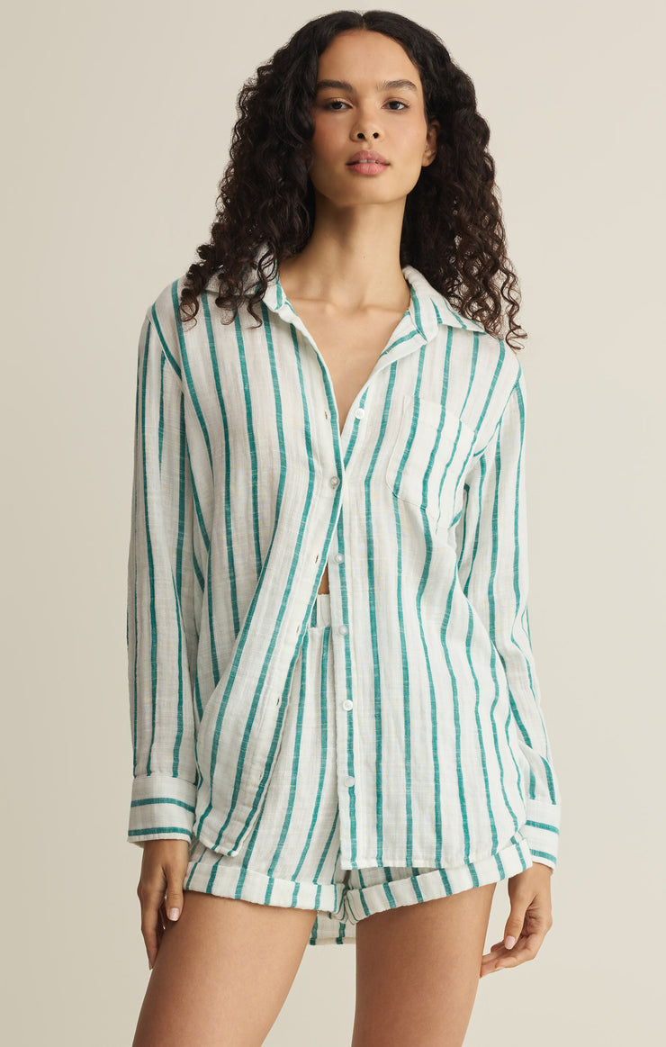 Saturdays Stripe Shirt-Long Sleeves-Vixen Collection, Day Spa and Women's Boutique Located in Seattle, Washington
