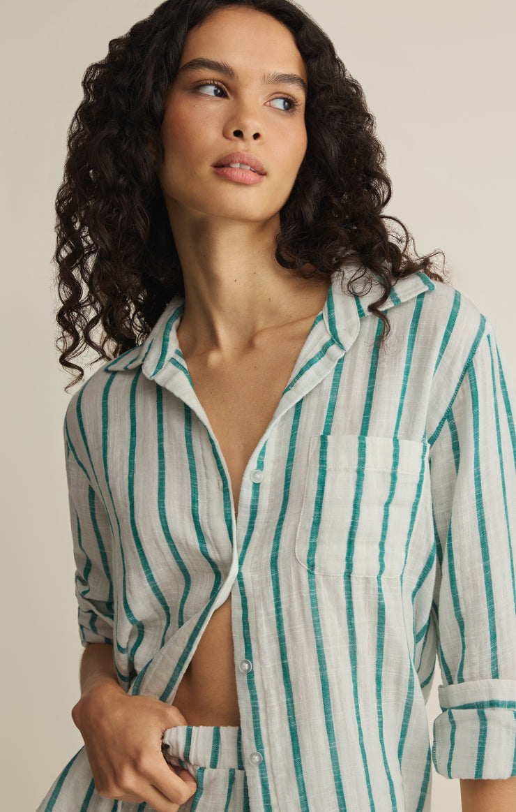 Saturdays Stripe Shirt-Long Sleeves-Vixen Collection, Day Spa and Women's Boutique Located in Seattle, Washington