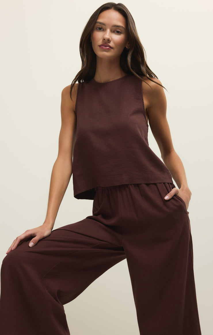 Sloane Linen Top-Tank Tops-Vixen Collection, Day Spa and Women's Boutique Located in Seattle, Washington