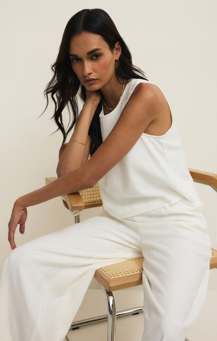 Sloane Linen Top-Tank Tops-Vixen Collection, Day Spa and Women's Boutique Located in Seattle, Washington