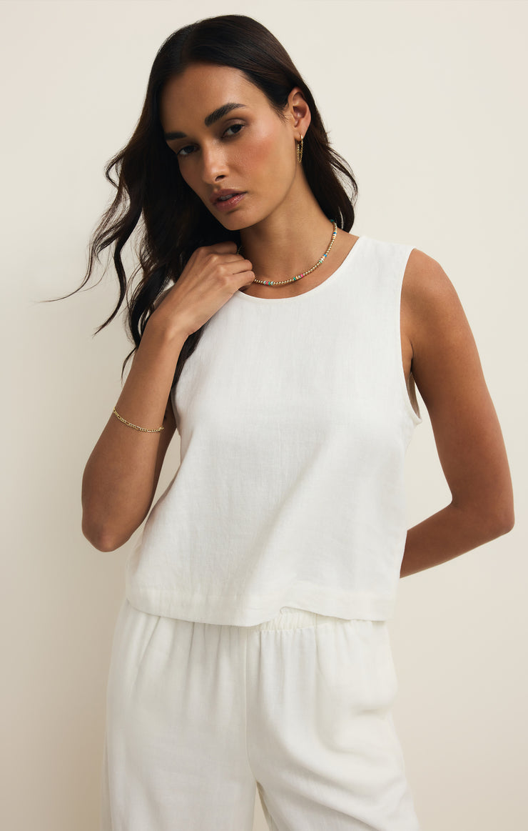 Sloane Linen Top-Tank Tops-Vixen Collection, Day Spa and Women's Boutique Located in Seattle, Washington