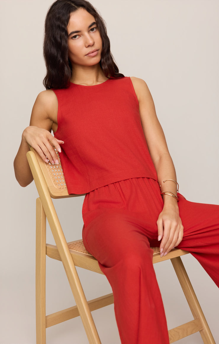 Sloane Linen Top-Tank Tops-Vixen Collection, Day Spa and Women's Boutique Located in Seattle, Washington