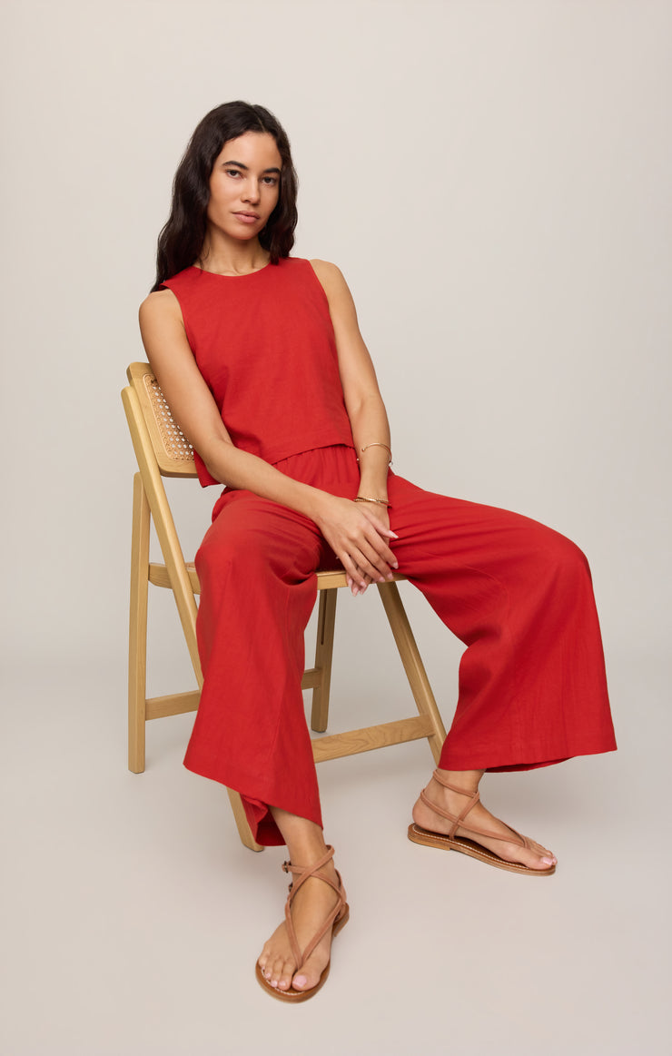 Sloane Linen Top-Tank Tops-Vixen Collection, Day Spa and Women's Boutique Located in Seattle, Washington