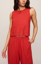 Sloane Linen Top-Tank Tops-Vixen Collection, Day Spa and Women's Boutique Located in Seattle, Washington