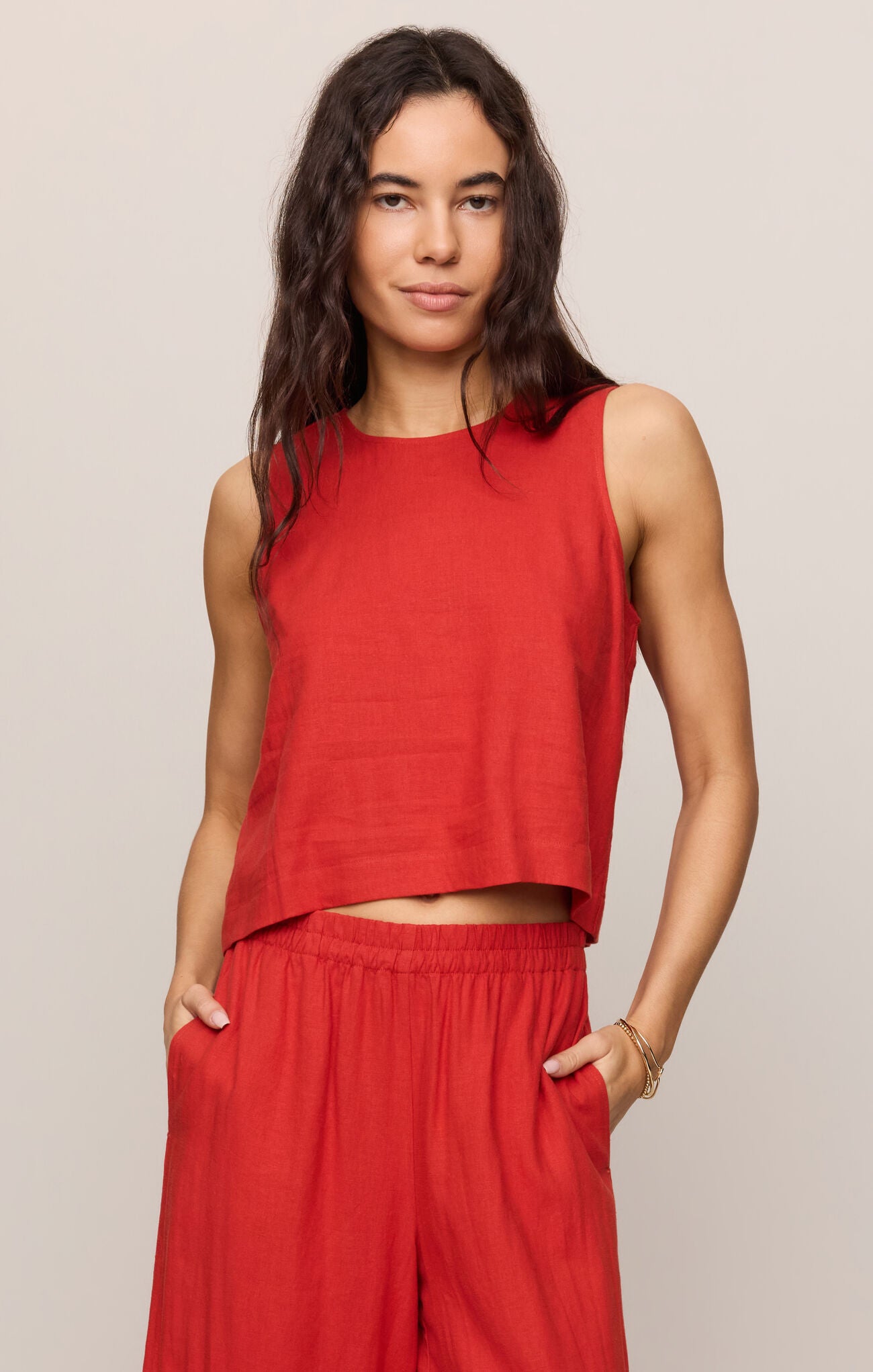 Sloane Linen Top-Tank Tops-Vixen Collection, Day Spa and Women's Boutique Located in Seattle, Washington
