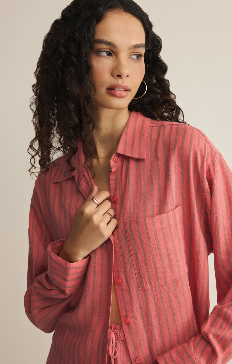 The Perfect Striped Button Up-Tops-Vixen Collection, Day Spa and Women's Boutique Located in Seattle, Washington