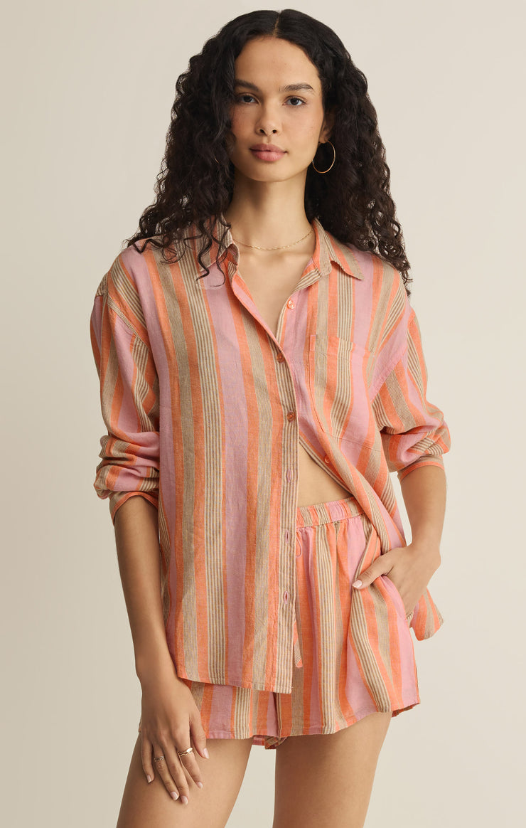 The Perfect Striped Button Up-Tops-Vixen Collection, Day Spa and Women's Boutique Located in Seattle, Washington