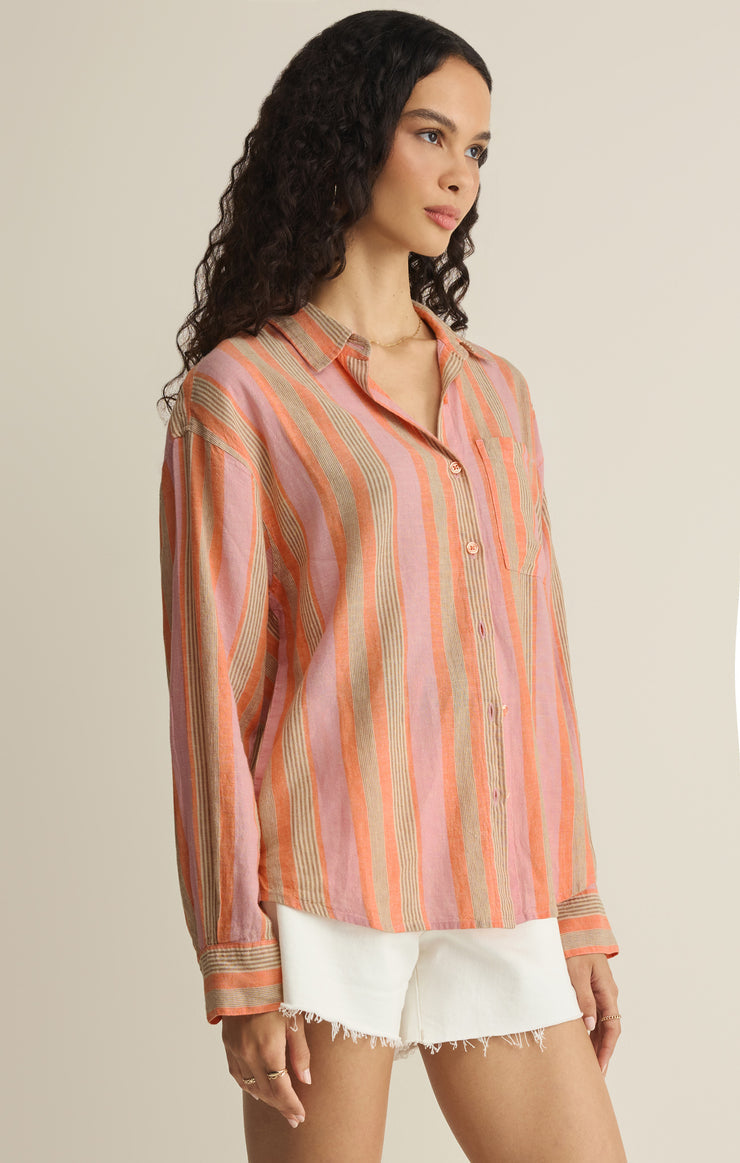 The Perfect Striped Button Up-Tops-Vixen Collection, Day Spa and Women's Boutique Located in Seattle, Washington