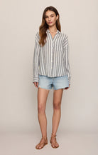 The Perfect Striped Button Up-Tops-Vixen Collection, Day Spa and Women's Boutique Located in Seattle, Washington