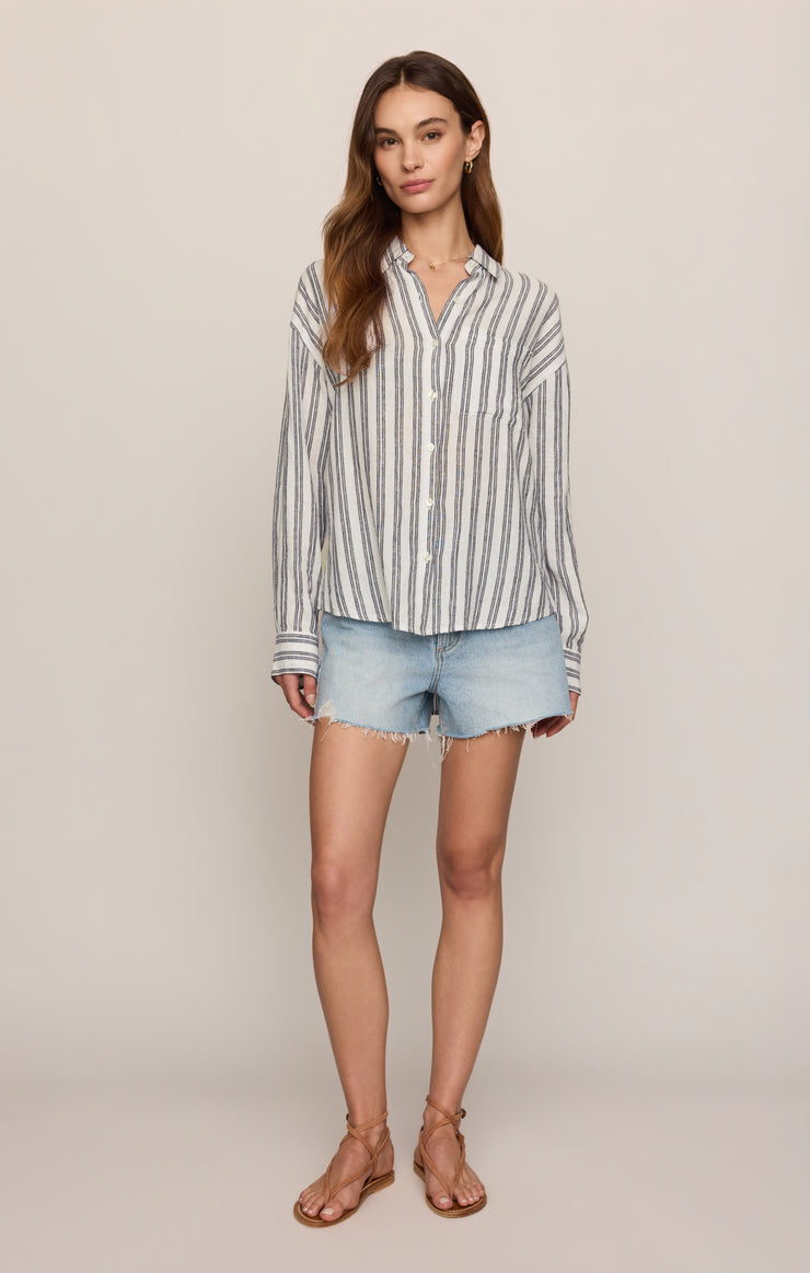 The Perfect Striped Button Up-Tops-Vixen Collection, Day Spa and Women's Boutique Located in Seattle, Washington