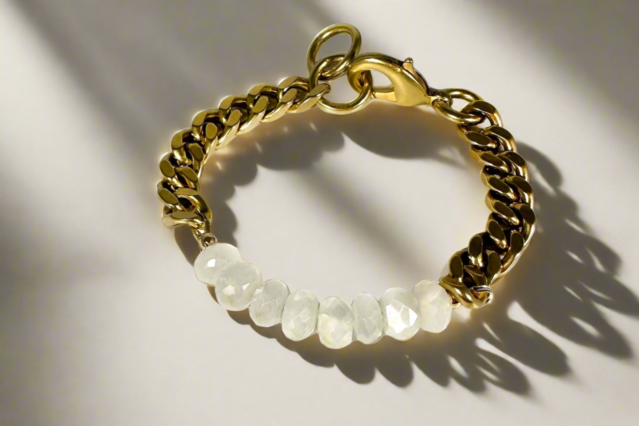 Remix: Faceted Moonstone Bracelet-Bracelets-Vixen Collection, Day Spa and Women's Boutique Located in Seattle, Washington