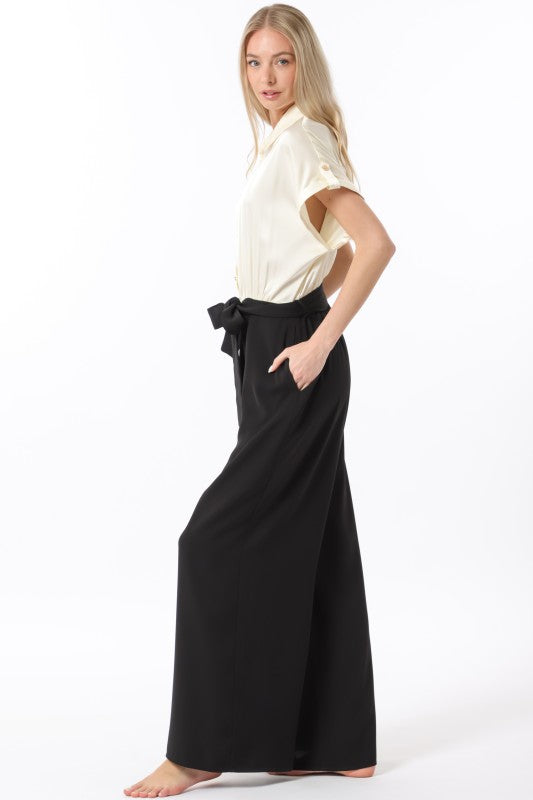 Black Tie Babe Jumpsuit-Jumpsuits-Vixen Collection, Day Spa and Women's Boutique Located in Seattle, Washington