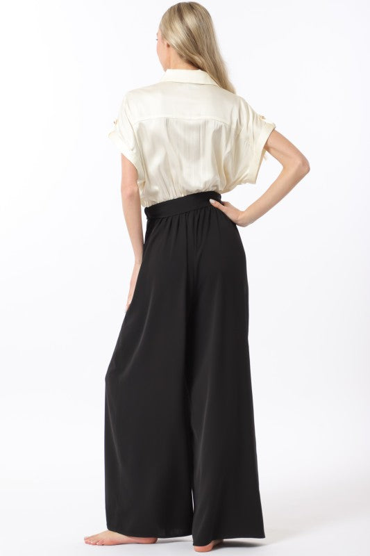 Black Tie Babe Jumpsuit-Jumpsuits-Vixen Collection, Day Spa and Women's Boutique Located in Seattle, Washington