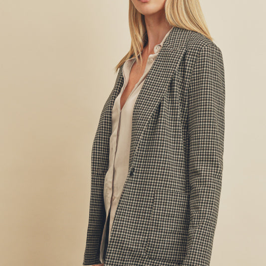 King Me Checkered Blazer-Blazers-Vixen Collection, Day Spa and Women's Boutique Located in Seattle, Washington