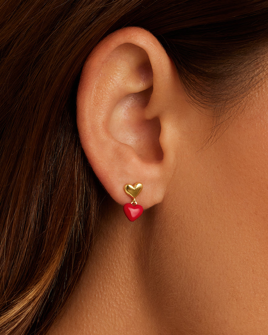 Amour Earrings (Red Enamel)-Earrings-Vixen Collection, Day Spa and Women's Boutique Located in Seattle, Washington